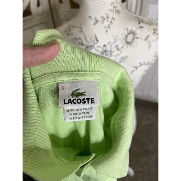 Lacoste Men’s Neon Green Short Sleeve Cotton Polo Shirt Size 6 U.S. XL - Picture 3 of 6